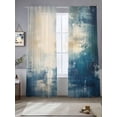 thumbnail image 2 of Abstract Oil Painting Theme Sheer Curtains for Living Room Bedroom, Light-filtering Sheer Curtain, Beige Blue Graffiti Art Rod Pocket Voile Window Treatment Drapes, 52’’Wx96’’L, 2 Panels Set, 2 of 7