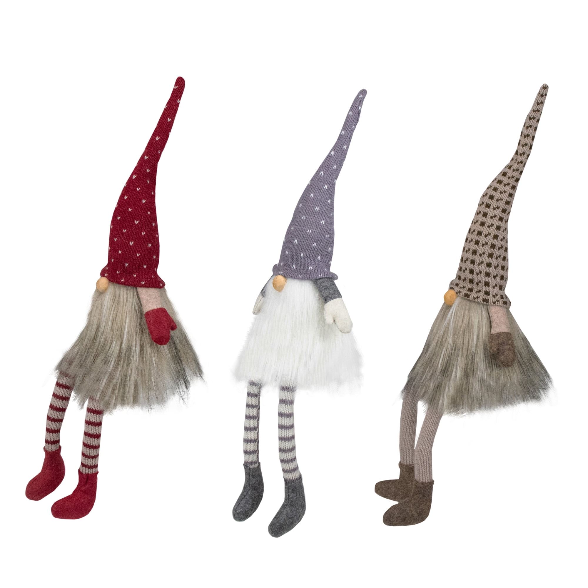 Northlight Sitting Christmas Gnomes with Dangling Legs - 20" - Set of 3