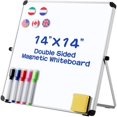 thumbnail image 1 of Shsling Double- Sided Dry Erase Board Magnetic Whiteboard 14 x 14 Small White Board for Kids Students Teacher, 1 of 7