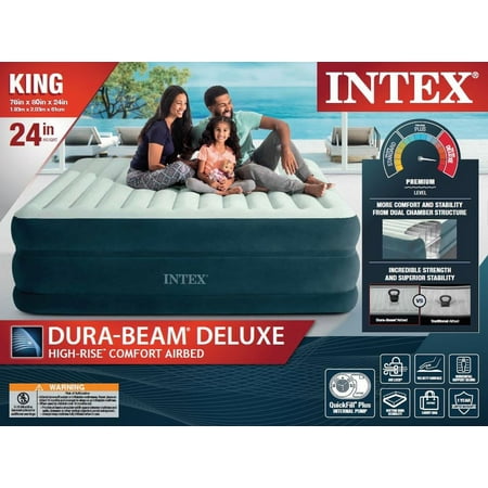 Intex 24 King Dream Lux Pillow-Top Dura-Beam Airbed Mattress with Built-in Pump