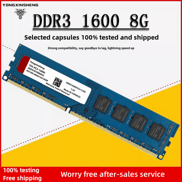 DDR3 2GB 4GB 8GB 1600MHz PC3-12800 DIMM 240 Pin Desktop RAM Computer Memory Module 1.5V Blue wide board 1X4GB1600
