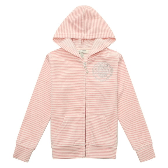 Richie House Girls' Striped Velvet Jacket with Hood RH1929