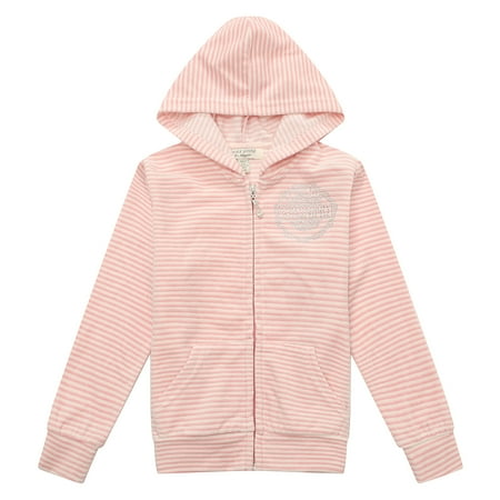 Velvet Hood Coat - Richie House Girls' Striped Velvet Jacket with Hood RH1929
