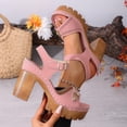 thumbnail image 6 of Viluyesy Womens Block Heeled Sandals, Open Toe Adjustable Strap Slingback Fashion Dressy Platform Shoes Pink US6, 6 of 9