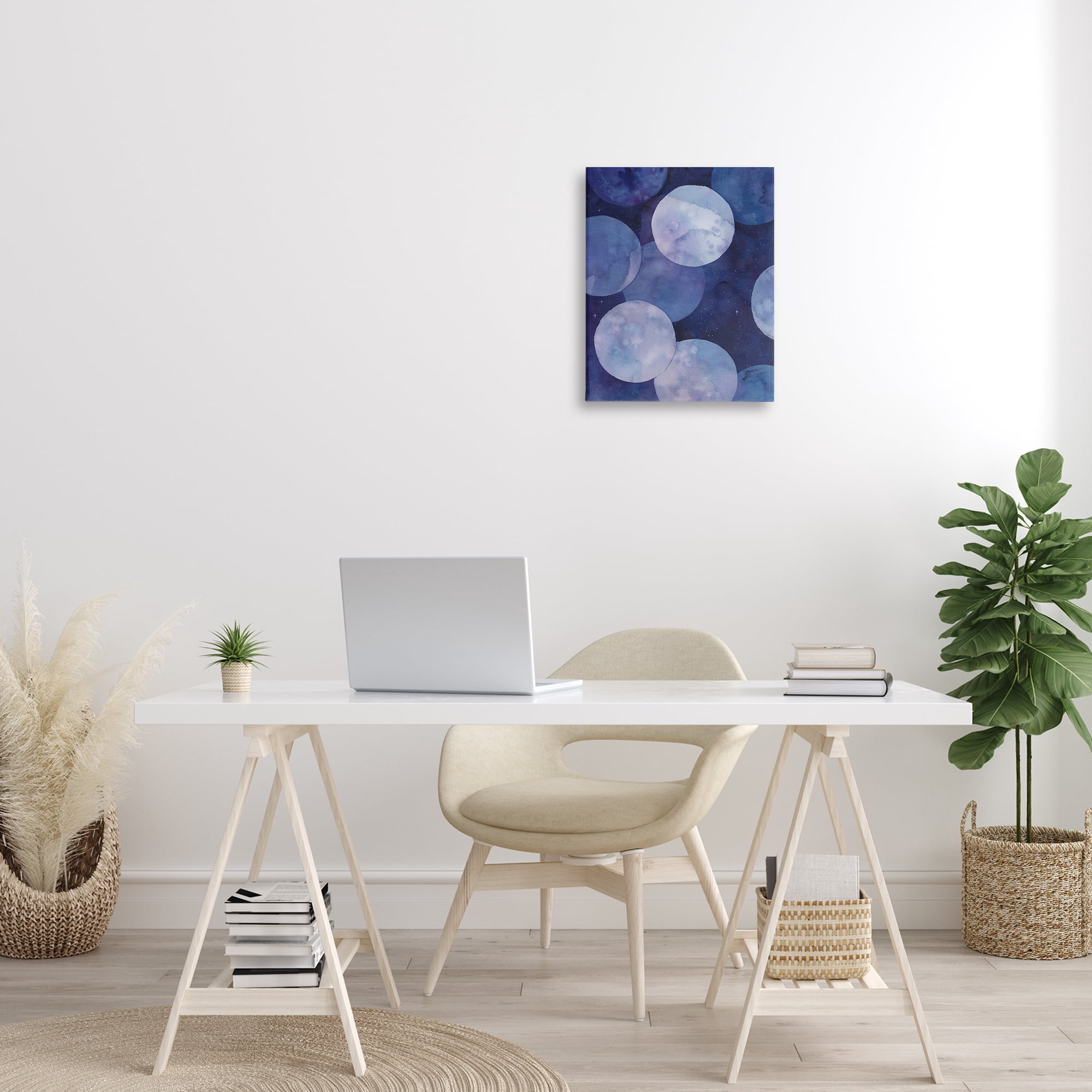 Stupell Industries Layered Circles in Space Abstract Painting Gallery Wrapped Canvas Art Print Wall Art, 16 x 20
