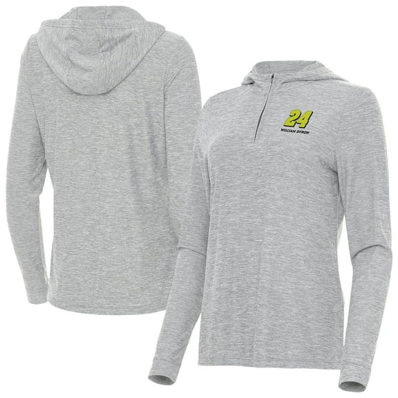Women's-Antigua  Heather Gray William Byron Daybreak Quarter-Zip Pullover Hoodie
