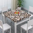 thumbnail image 3 of Beige and Black Of Leopard Print Square Fitted Tablecloth with Elastic Edge,Square Table Cover,Washable Elastic Table Cover for Home Kitchen Party Decor 34"x34", 3 of 6
