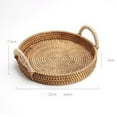 thumbnail image 4 of Woven Wicker Serving Basket Fruit with Handles Breakfast Platter Serving Tray Rattan Round Tray for Snack Drinks dinner Cake Home Decoration Round Handle S, 4 of 8