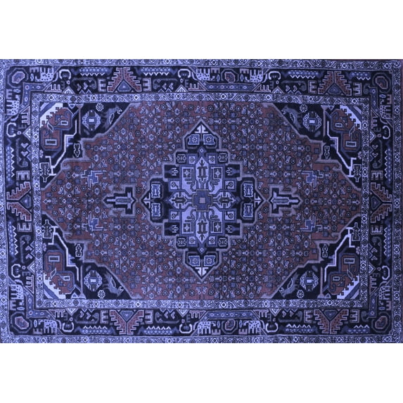 Ahgly Company Machine Washable Indoor Rectangle Medallion Blue Traditional Area Rugs, 2' x 5'