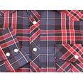 thumbnail image 3 of Men’s Western Pearl Snap Button Down Casual Long Sleeve Plaid Cowboy Shirt (#12 Red/Black/Blue, 3XL), 3 of 3
