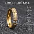 thumbnail image 6 of King Will Men's Titanium Gold Wedding Band - 5mm Polished Band with Step Edges and Cross Design Featuring White Zirconia Insets Comfort Fit, Size 13, 6 of 8