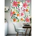 thumbnail image 4 of Spring Red Flower Sheer Curtains 63 Inch Long 2 Panels, Watercolor Floral Leaf Garden Light Filtering Rod Pocket Semi Sheer Curtains, Sheer Voile Drapes for Living Room Bedroom, 52"x63", 4 of 5