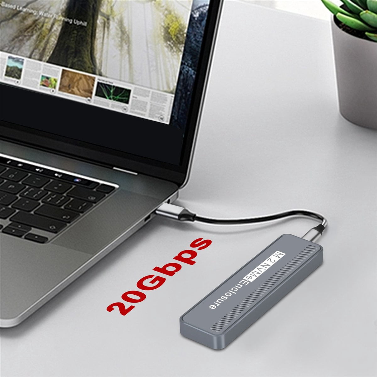 M.2 NVMe HDD Enclosure USB3.2 GEN2x2 20Gbps Multi-Functional High Speed Transfer HDD Enclosure