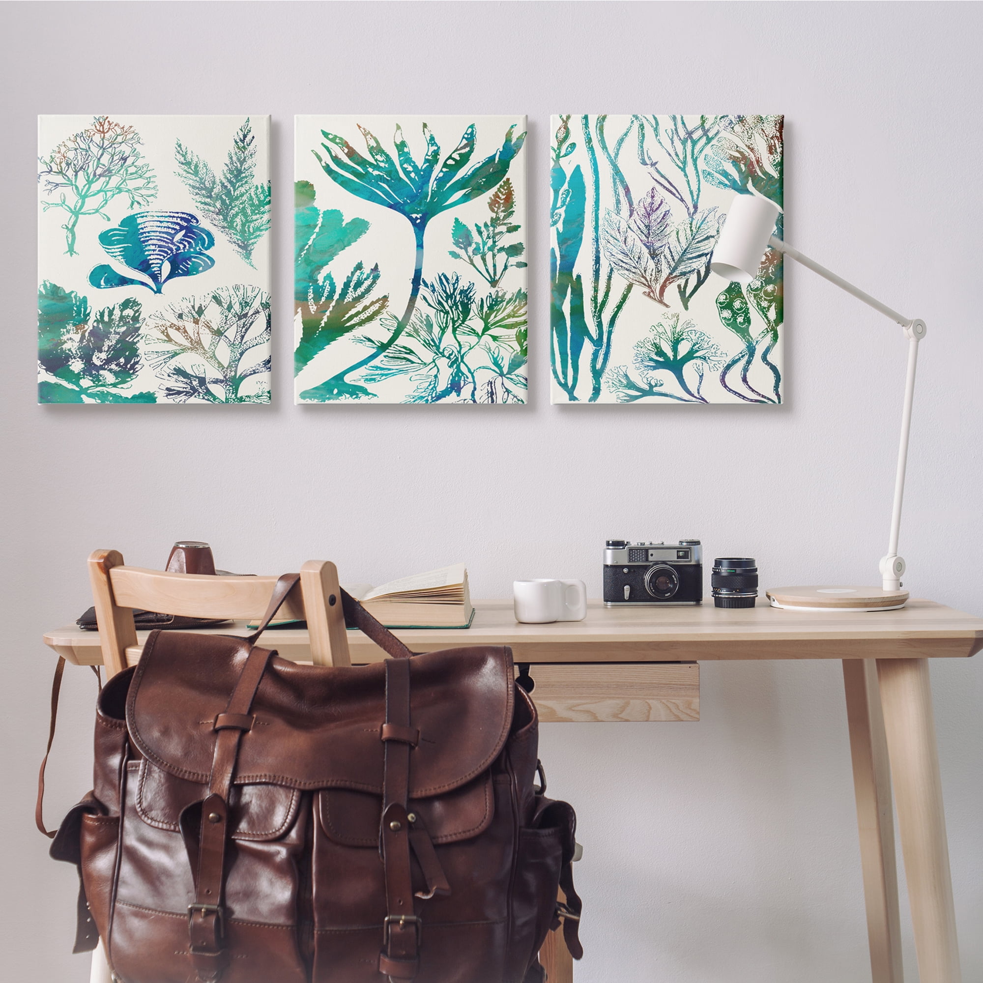 Stupell Industries Collage of Blue Sea Plants Ocean Floor Design Canvas Wall Art, 24 x 30, Design by Sharon Chandler