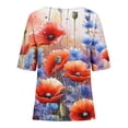 thumbnail image 3 of Tmtolofot Casual T Shirts for Women Floral Printed Tops womens Relaxed Fit Crewneck Tshirts women Short Sleeve Super Soft Summer Tee Shirts, 3 of 4