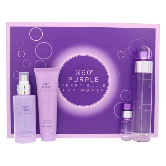 Perry Ellis 360 Purple by Perry Ellis 3.4 Oz Eau De Parfum Gift Set for Women