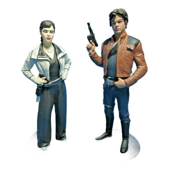 Star Wars Han Solo & Qi Ra Set of 2Pvc Cake Topper Force Awakens 3” Figures New
