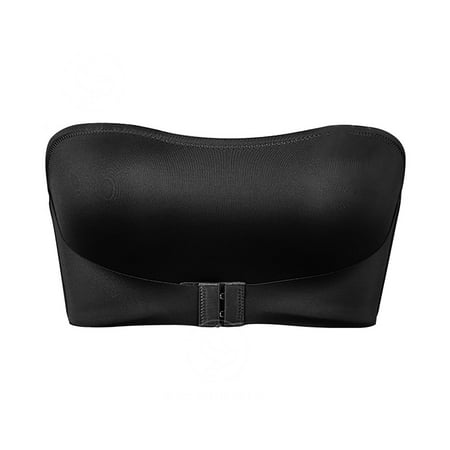 Mrasaso Summer Savings! Workout Tops for Women Women Nylon Bra Women s Solid Color Sexy Front Buckle Beautiful Back Strapless Bra Ventilated Design Without Steel Rim(1pc Bra) Black|XL