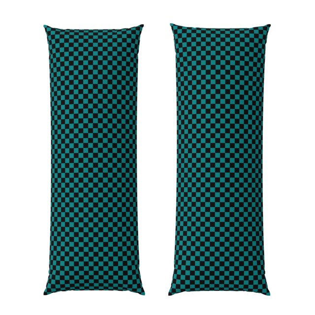 Fotbe Black And Teal Checkerboard Funda para Almohada Corporal con Diseño, Funda de Microfibra Ultrasuave de 20x54 Pulgadas, Ropa de Cama Elegante