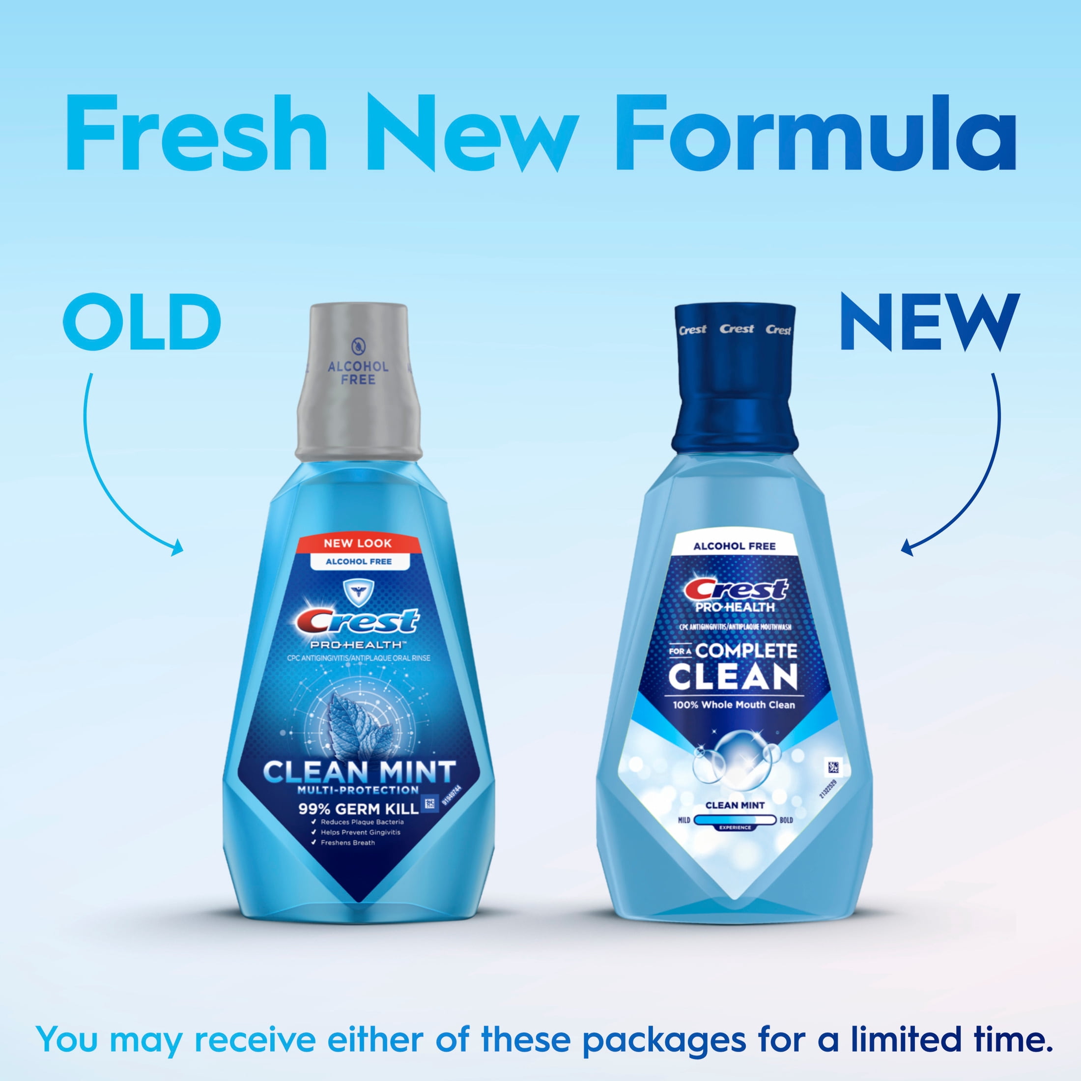 (3 pack) Crest Mouthwash Pro Health Complete Clean, Alcohol Free, Clean Mint, 1 L, 2 Pack