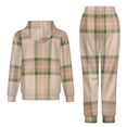 thumbnail image 2 of Men Women Hoodie + Pants Suit 2 Pcs Plaid Pattern Green And Pink. Sportwear Mens Tracksuit Set Clothing, 2 of 6