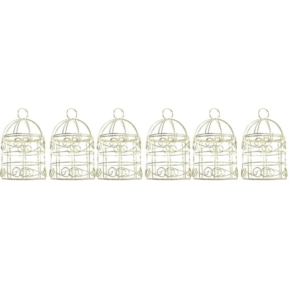 6 PCS Retro Golden Bird Cage Iron Art Hollow-out Bird Cage Bird Foraging Basket