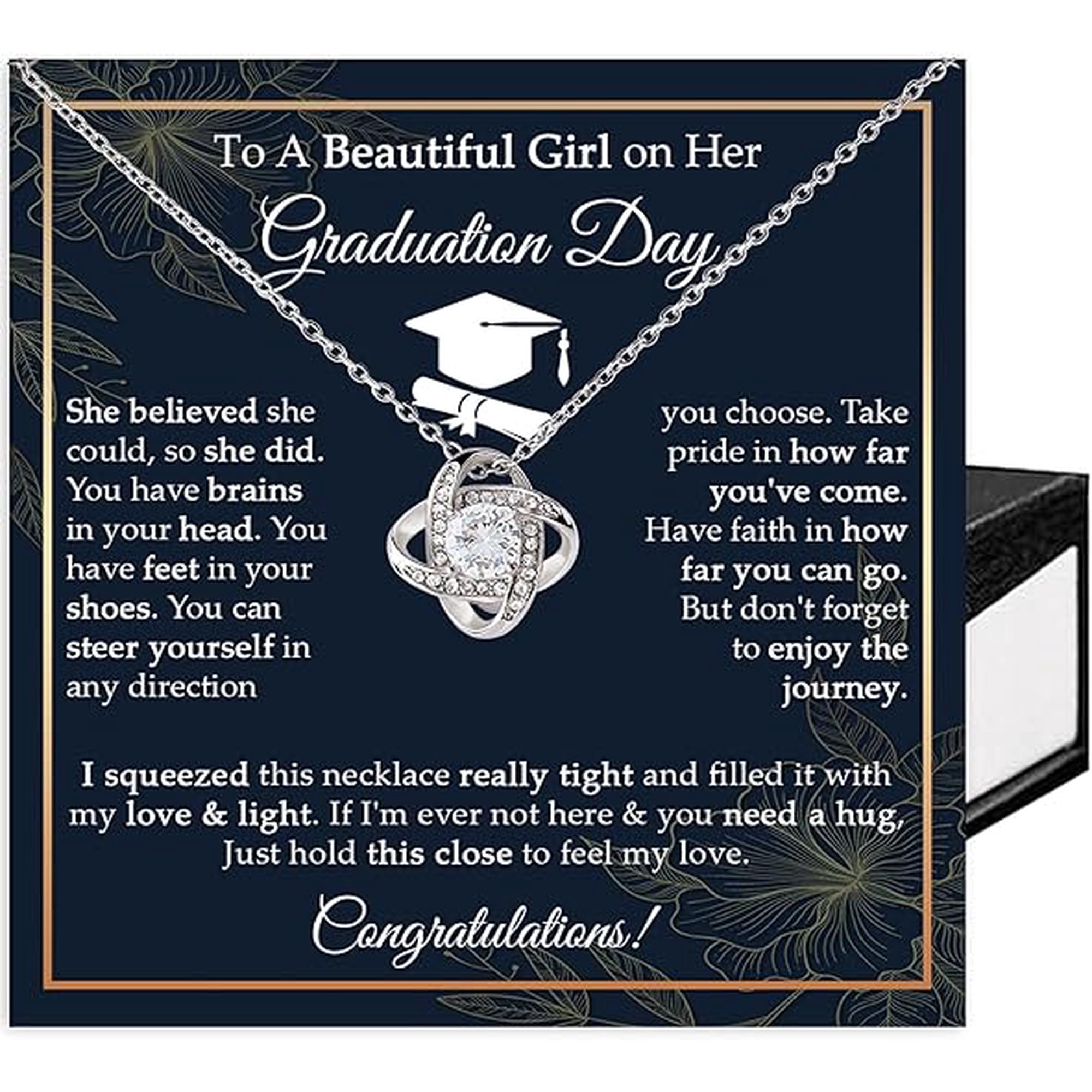 Inspirational Graduation Gift, Graduation Necklace For Daughter from Father/Mother, Graduation Necklace For Graduate Her, Senior 2025 For Daughter with Message Card and Gift Box