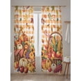 thumbnail image 5 of Sheer Curtains 84 inches Long, Thanksgiving Country Fall Leaves Food Yellow Stripes Texture Light Filtering Sheer Window Curtains Rod Pocket Voile Drapes for Bedroom Living Room, 52"W x 84"L 2 Panels, 5 of 7