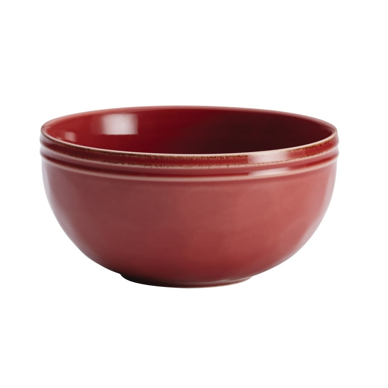 Rachael Ray Cityscapes Ceramic Chip & Dip Set – Cherry Red, Oven & Dishwasher Safe Serving Platter & Bowl
