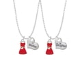 thumbnail image 1 of Delight Jewelry Silvertone Red Dress Mother & Daughter Heart Necklaces (Set of 2), 19"+2", 1 of 4