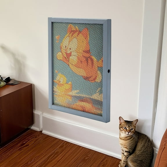 Pefilos 16" Replaceable Cat Scratching Board, 15 Pieces Cat Scratcher Pad with Cute Patterns, Gray