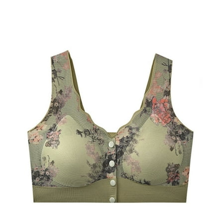Black of Friday Deals!Clearance Staron Daisy Bras for Older Women No Underwire Front Closure Bras Comfortable Wireless Bra Stretch Everyday Daily Underwear Bras