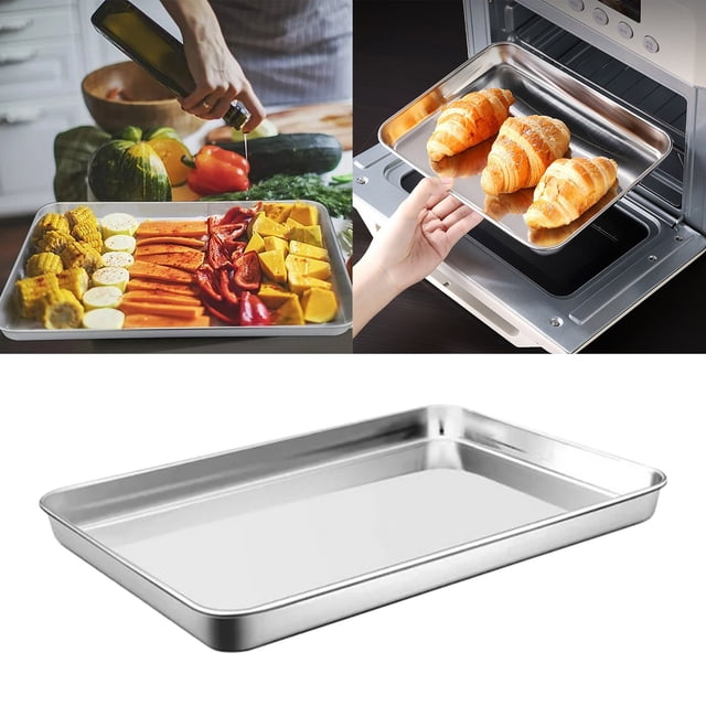1 Pce Plateau de Cuisson Plateau de Four en Acier Inoxydable Contenant à Collations pour Enfants Contenants à Collations Divisés Contenants de Préparation des Aliments Grands Contenants avec Couvercles pour Rangement Organisateurs et Rangement pour Réfrigérateur Transparent avec Couvercles