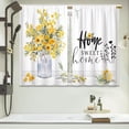 thumbnail image 6 of Rustic Yellow Floral Kitchen Curtains Farmhouse Flower Bathroom Curtains Window Treatment Drapes Tier Plant Country Quotes Cafe Small Bedroom Short French Door Curtains 2 Panels 27.5x39 Inch, 6 of 8