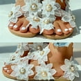thumbnail image 5 of huanledash Women Fashion Lace Flowers Faux Pearls Inlaid Shoes Summer Clip Toe Flat Sandal, 5 of 6