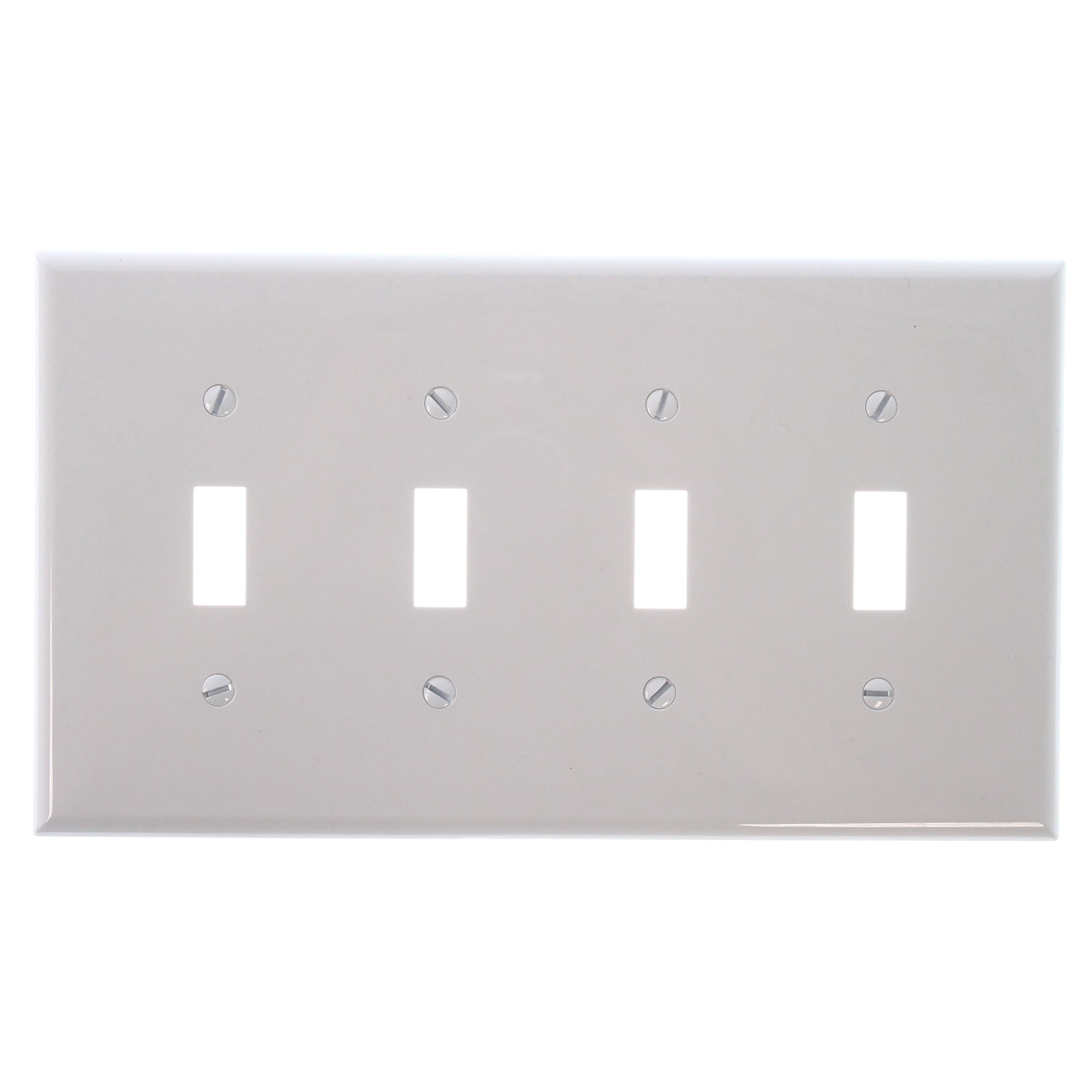Cooper Wiring Devices Pj4W Mid-Size Polycarbonate 4-Gang Toggle Switch Wallplate, White (Pack Of 10)