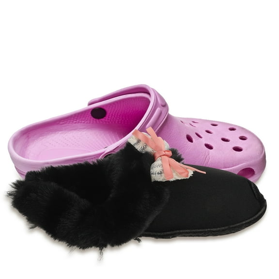 AURARMLET Warm Black Furry Insoles for Clogs, Breathable Winter Shoe Liners, Soft Cozy Footbed, 1 Pair