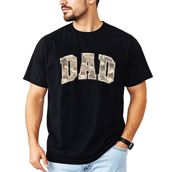 Dad Shirt for Men Retro Camo Hunting Graphic Tee Camouflage Military TShirt Black Shirt Adult Large