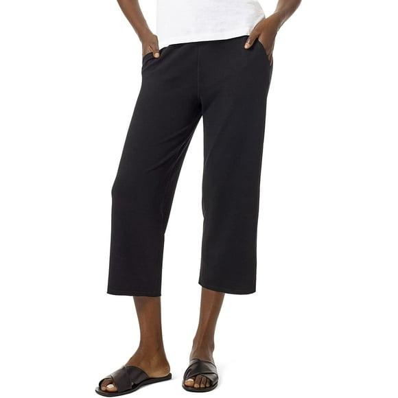 HUE Pantalon Confortable à Jambes Larges avec Poches, Noir, Moyen
