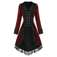 thumbnail image 2 of QATAINLAV Womens Medieval Steampunk Tailcoat Victorian Gothic Jacket Dresses Vintage Lace Long Sleeve Zip Up Tuxedo Coat Wedding Uniform, Red, L, 2 of 4