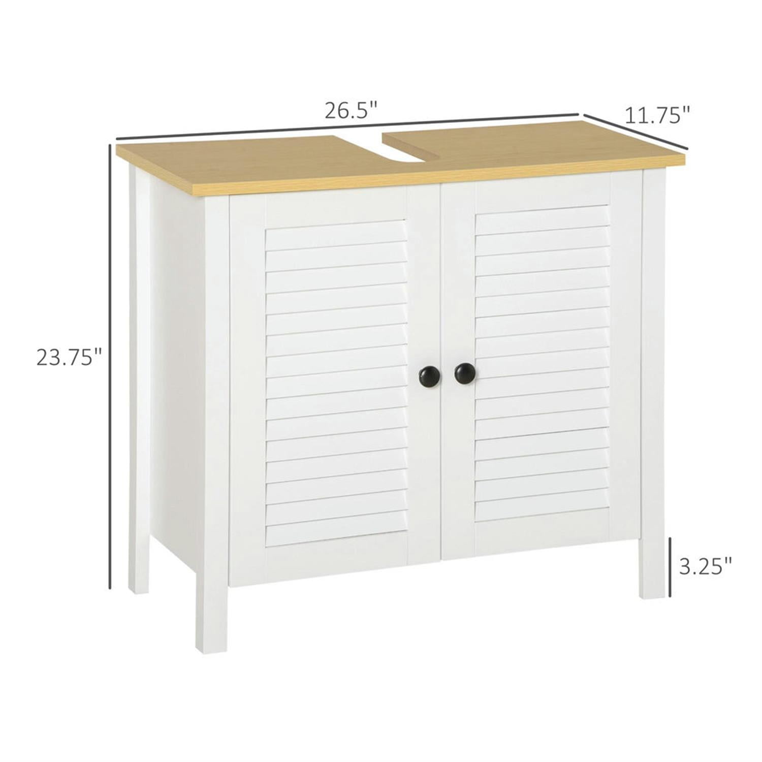 Demi Bonn 23" Bathroom Vanity with Sink Pipe Slot, Pedestal Sink 2-Door Cabinet, Under Sink Cabinet, White