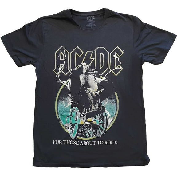 AC/DC Unisex T-Shirt For Those About To Rock Yellow Outlines (Small)