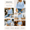 thumbnail image 4 of DOKOTOO Women Blouse Tops V Neck 3/4 Sleeve Lightweight Shirts Lace Blouses Casual Fit Light Blue S US4-6, 4 of 10