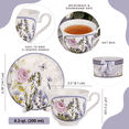 thumbnail image 4 of STPgoods Lavender Bone China Tea Cup and Saucer Set for 1 in Gift Box 6.76 fl oz Kitchen Teacup Porcelain Tea and Coffee Cup White Purple, 4 of 7