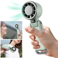 thumbnail image 2 of Foldable Handheld Portable Turbo Fan 4000mAh Battery Rechargeable Fan 5 Gear Wind W/ Ice Cooling & LED Display for Beach Vacation Cooking Office Travel Camping (Green), 2 of 12