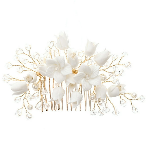 Shisuyan Bridal Hair Piece with Rhinestone Flower Design Wedding Hair Accessory 1Pcs