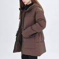thumbnail image 6 of HOMBOM Coats for Women Winter Puffer Softshell Coffee Heavy Windproof Outerwear Hooded Ladies Jackets, 6 of 9