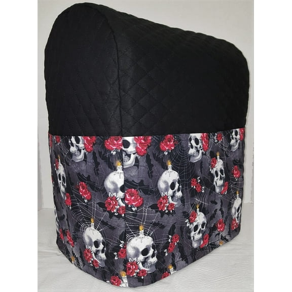 Quilted Skulls Webs & Roses Cover Compatible for Kitchenaid Stand Mixer by Penny's Needful Things (Black, 4.5/5qt Tilt Head)
