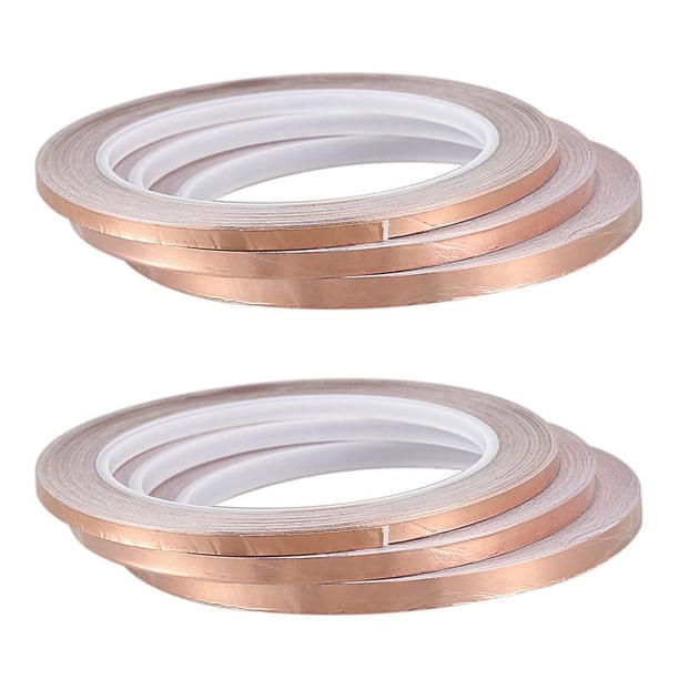 6 Piezas Cinta de Cinta de Cinta de Lámina de Cobre Conductora de un Solo Lado Adhesiva Blindaje Cinta Resistente Al (4Mm / 5Mm / 6Mm)