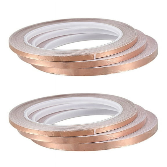 6Pcs 20 Meters Single Side Conductive Copper Foil Tape Strip Adhesive Shielding Heat Resist Tape(4Mm/5Mm/6Mm)